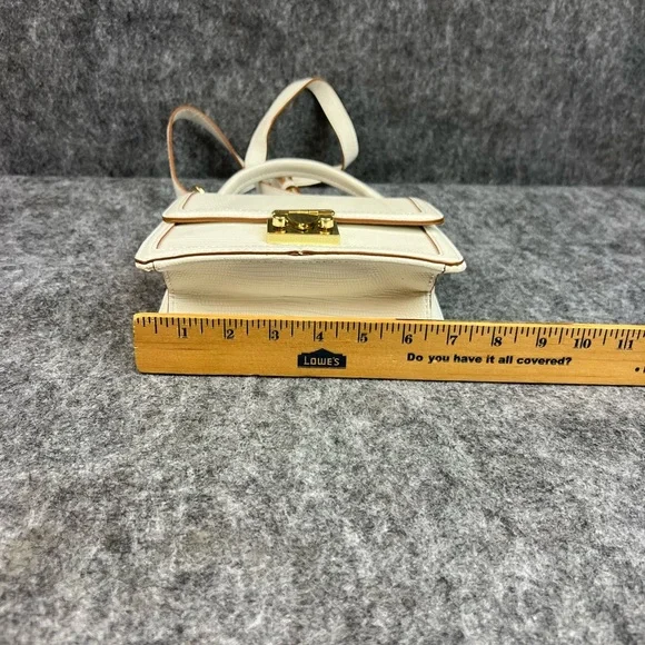 Neiman Marcus Cream Crossbody Bag with Gold Accents Small Leather - Picture 7 of 10